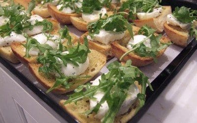 Toasted Bread with Burrata and Arugula