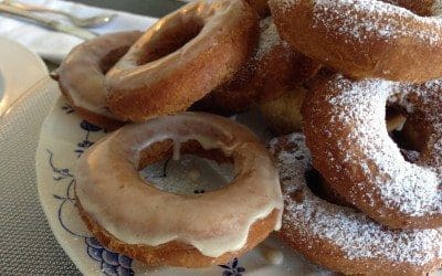 Maple Glazed Sour Cream Doughnuts with (or without) Sugared Walnut Streusel